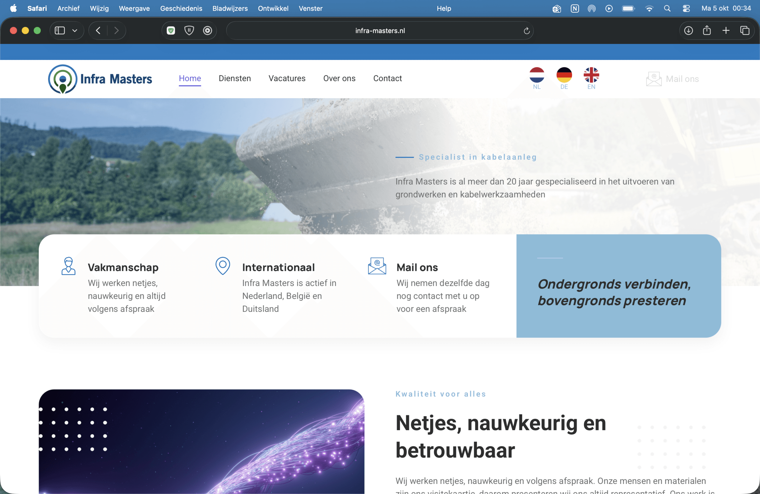 Website van Infra Masters